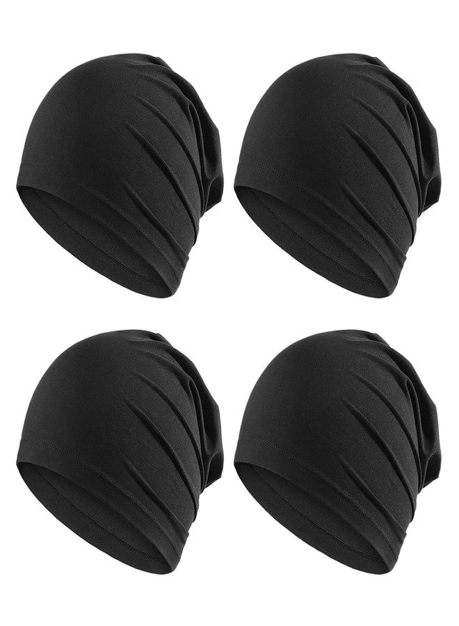 Cmonie 4 Pcs Breathable Cooling Skull Cap,Quick Dry Beanie Running Hat for Men Women (4Pcs-A-4Black) - Image 1