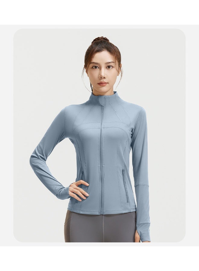 Splicing Fitness Top Jacket Breathable Elastic Pocket Running Sports Yoga Suit Long Sleeve Women's Summer - Image 2