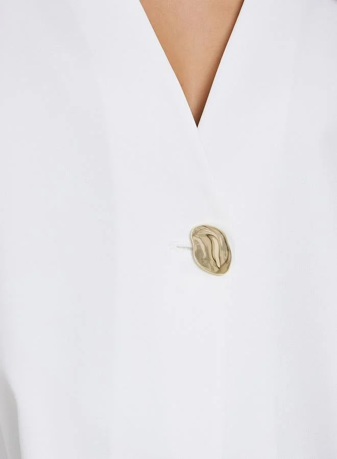 Styli  White Asymmetric Hem Blouse for Women | Best Price UAE