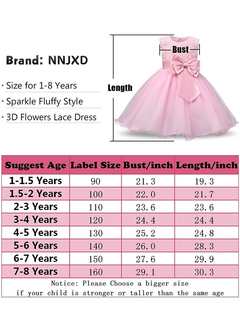 NNJXD Girl Sleeveless Lace 3D Flower Tutu Holiday Princess Dresses Size 4-5 Years Deep Blue - Image 3