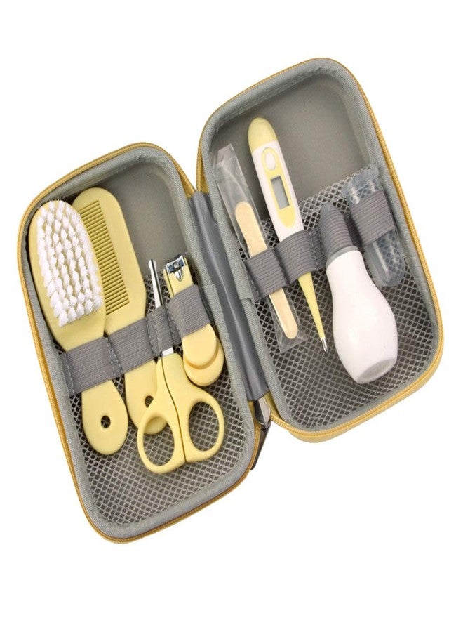 Zelin Baby Grooming Kit, 8 in 1 Baby Hair Brush/Nail Clipper/Nose Cleaner/Finger Toothbrush/Nail Scissors/Manicure Kit for Baby Care Keep Healthy and Clean(Blue Pink Yellow) (Yellow) - Image 1