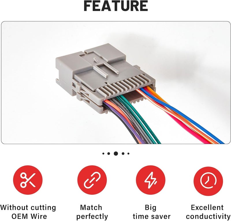 RED WOLF موصل أسلاك ستيريو RED WOLF مناسب لسيارات GMC Envoy وSierra وChevy Silverado وImpala من 2002-2008 - Image 2
