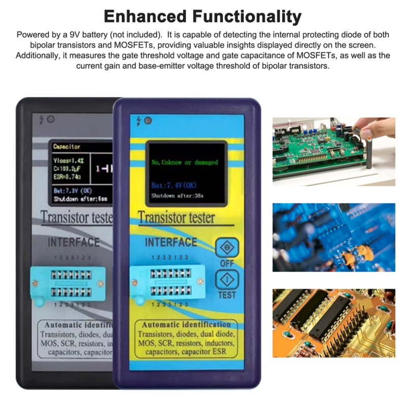 Transistor Tester 1.8-Inch TFT Color Screen Accurate Versatile M328 Transistor Tester - Time-Efficient Testing Transistor Testing Device for Electronic Enthusiasts Technicians - Image 2