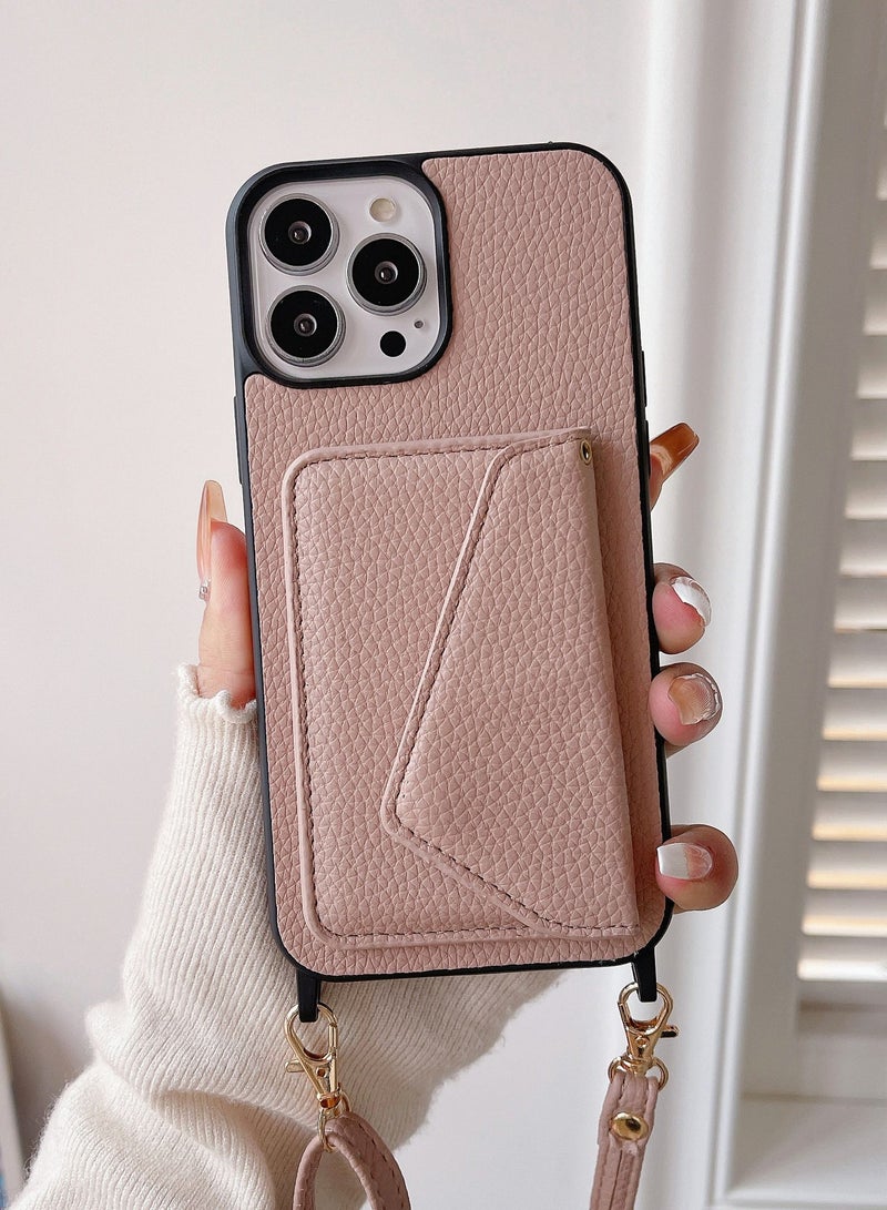 Suteni Crossbody Strap Back Cover Card Slots Leather Phone Case for iPhone