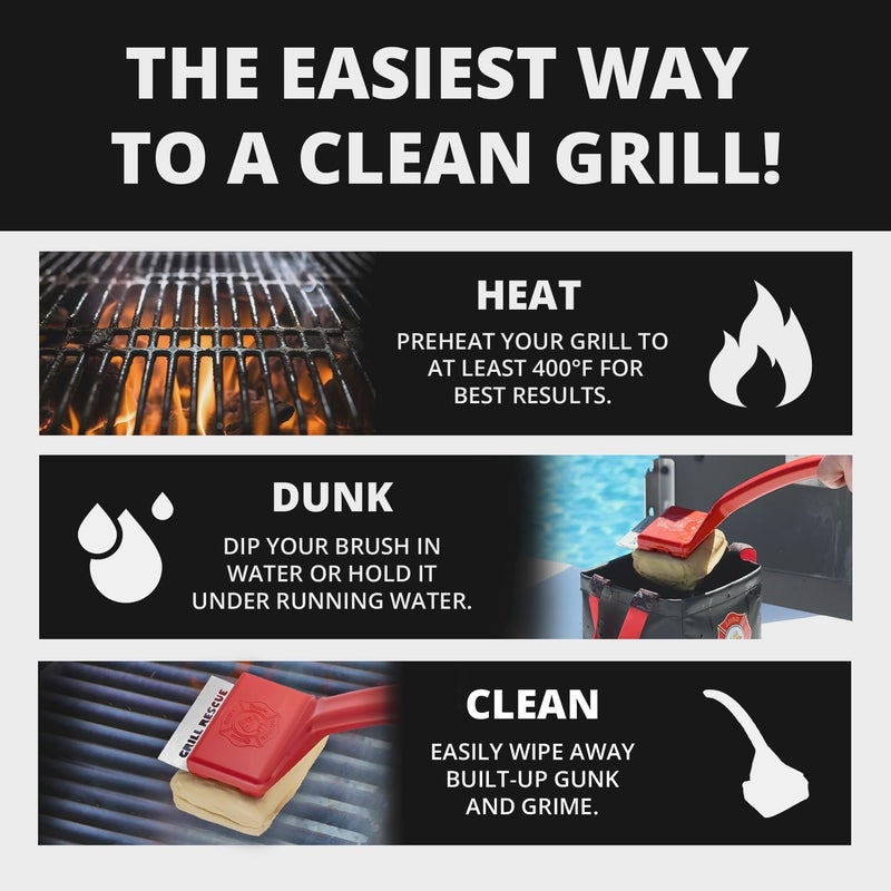 Grill Rescue BBQ Replaceable Cleaning Head, Bristle Free Grill Brush- Durable and Unique Grill Tools for Cast Iron or Stainless-Steel Grates, Barbecue Cleaner - Image 4