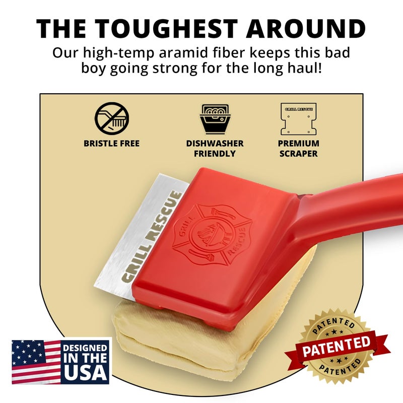Grill Rescue BBQ Replaceable Cleaning Head, Bristle Free Grill Brush- Durable and Unique Grill Tools for Cast Iron or Stainless-Steel Grates, Barbecue Cleaner - Image 2