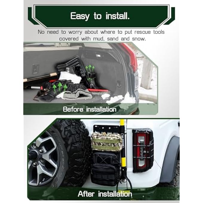 ريحني باب الباب الخلفي لوحة مولي تناسب أعوام 2021 2022 2023 2024 فورد برونكو ملحقات باب خلفي 24 باب تخزين خارجي رف لوحة مولي باستثناء برونكو سبورت - Image 4