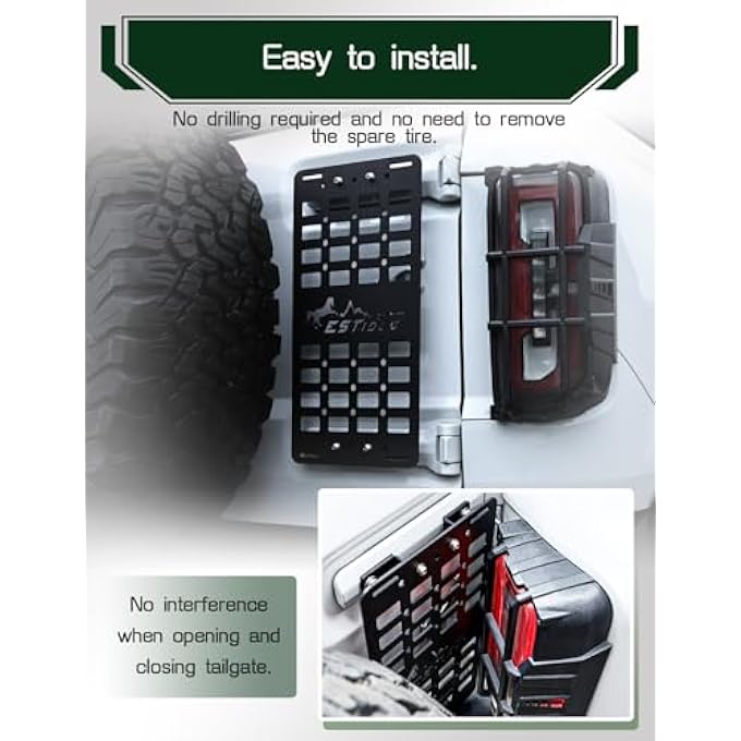 ريحني باب الباب الخلفي لوحة مولي تناسب أعوام 2021 2022 2023 2024 فورد برونكو ملحقات باب خلفي 24 باب تخزين خارجي رف لوحة مولي باستثناء برونكو سبورت - Image 3