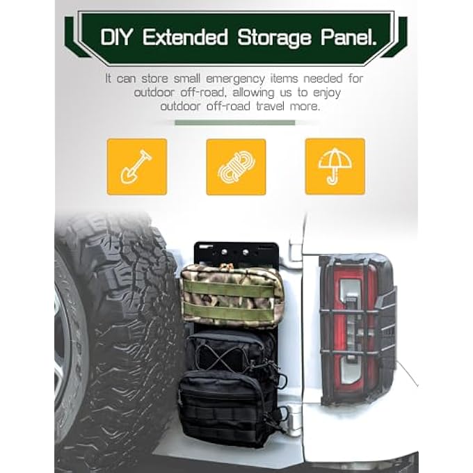 ريحني باب الباب الخلفي لوحة مولي تناسب أعوام 2021 2022 2023 2024 فورد برونكو ملحقات باب خلفي 24 باب تخزين خارجي رف لوحة مولي باستثناء برونكو سبورت - Image 2