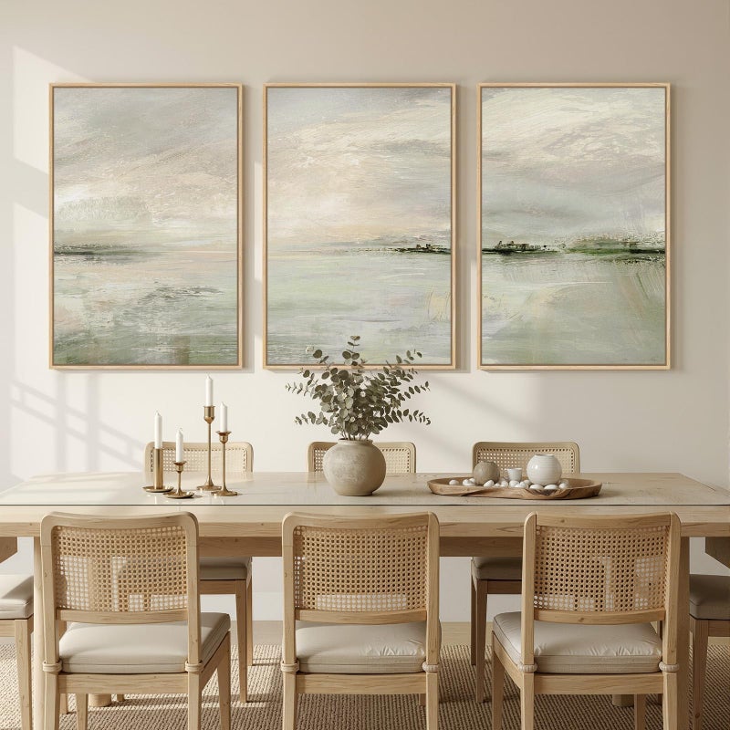 Cuspin Large Framed Sage Green Abstract Landscape Wall Art for Living Room, 3 Piece Modern Canvas Prints Paintings Artwork for Walls, Oversized Pictures for Hallway Dining Bedroom Office Wall Decor 24x36 In - Image 4