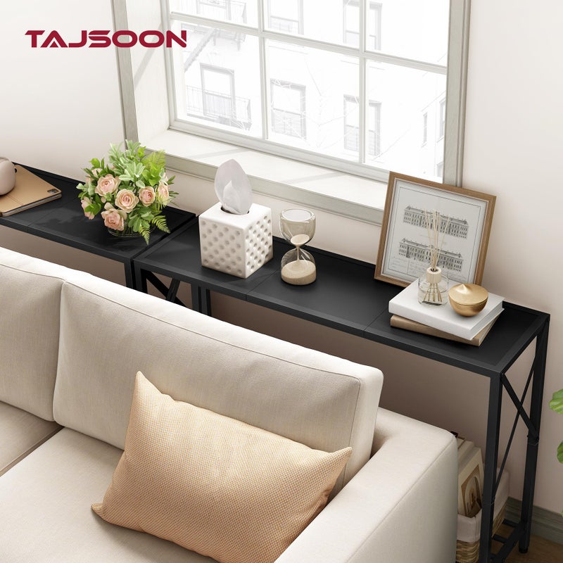 Tajsoon Console Table, 2-Tier Entryway Table, 41.8â€L Narrow Sofa Tables with Shelves, Behind The Couch, for Entrance, Hallway, Living Room, Foyer, Corridor, Office, Black - Image 2