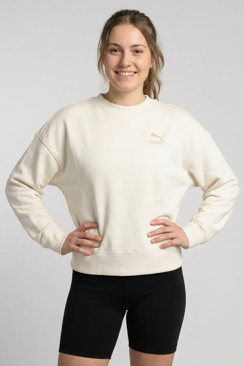 PUMA Women Sportswear Fit Long Sleeve Outdoor Sweatshirt, Cream - Image 1