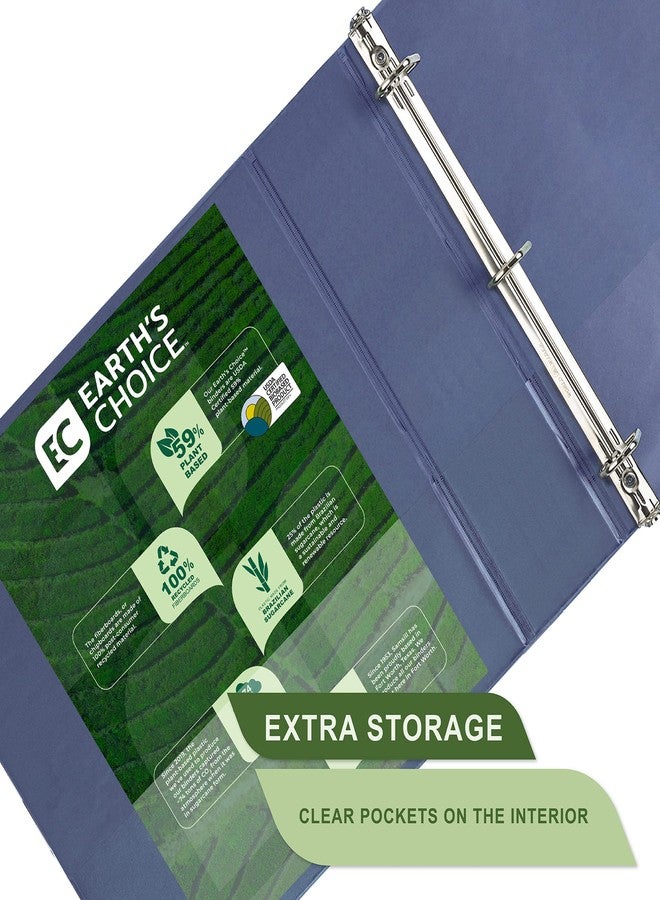 Samsill Plant-Based 3 Inch Durable D-Ring, View Binder, Eco-Friendly, USDA Certified Biobased, Single, Midnight Indigo - Image 4