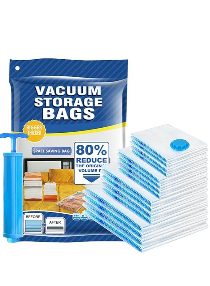 Vparty 6-Pack Vacuum Storage Bags (1 Jumbo/2 Large/2 Medium/1 Pump) with Hand Pump – Space Saver Bags, Vacuum-Sealed Compression Bags for Clothing, Comforters, Blankets, Bedding, Space-Saving Storage, Travel Storage Solution, Waterproof, Organizing Bags for Seasonal Items, Space Saver Compression Bags, Closet Organization, Travel Packing, Extra Large Storage Bags, Durable Vacuum-Seal Bags for Storage and Moving  - Image 1
