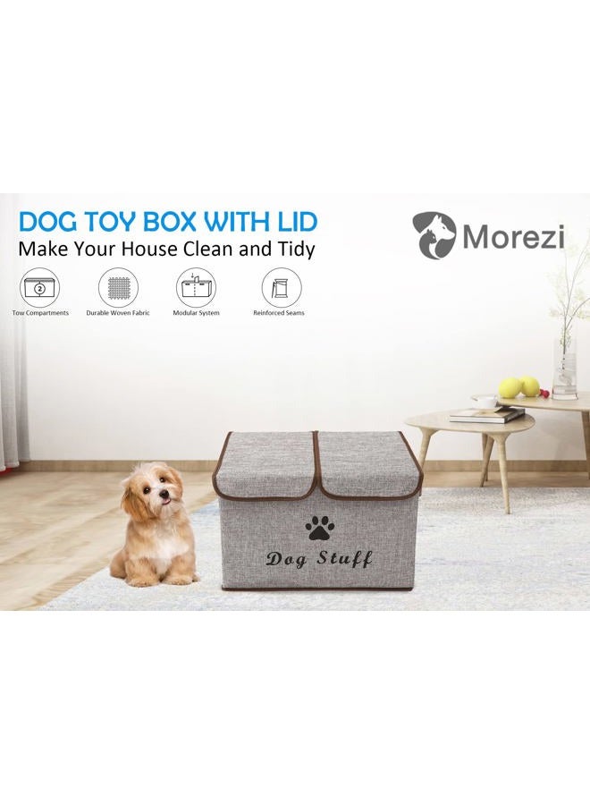 Morezi Dog Toy Box with lid Dog Storage Organizer Perfect Basket for Dog Toys Living Room, playroom, Closet, Home Organization and Storage - LightGray - Image 2