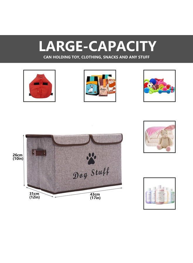 Morezi Dog Toy Box with lid Dog Storage Organizer Perfect Basket for Dog Toys Living Room, playroom, Closet, Home Organization and Storage - LightGray - Image 3