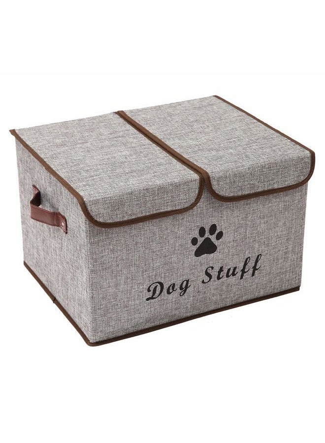 Morezi Dog Toy Box with lid Dog Storage Organizer Perfect Basket for Dog Toys Living Room, playroom, Closet, Home Organization and Storage - LightGray - Image 1