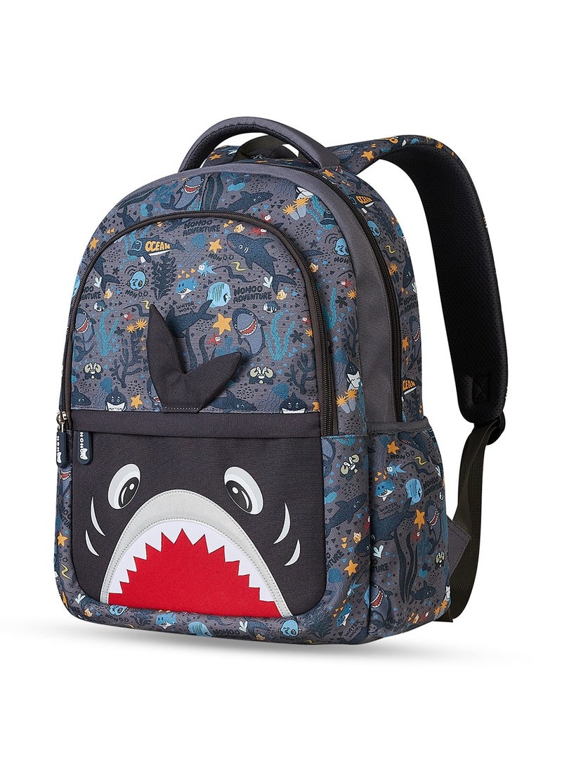 Nohoo Kids 16 Inch School Bag With Lunch Bag, Handbag And Pencil Case (Set Of 4) Shark - Grey - Image 2