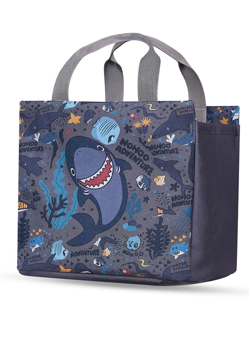 Nohoo Kids 16 Inch School Bag With Lunch Bag, Handbag And Pencil Case (Set Of 4) Shark - Grey - Image 3