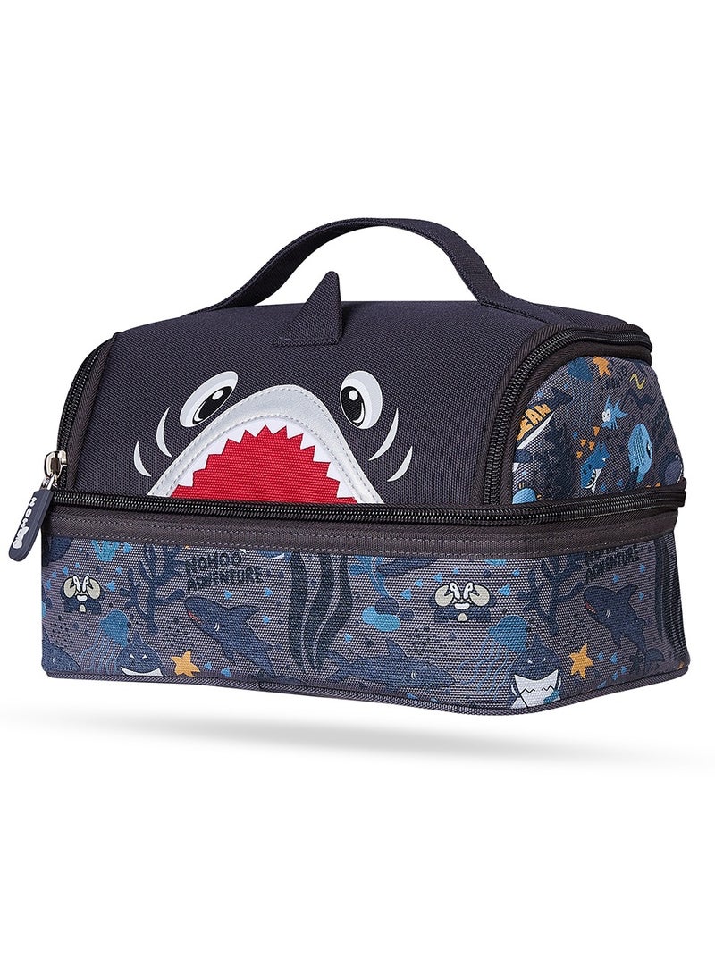 Nohoo Kids 16 Inch School Bag With Lunch Bag, Handbag And Pencil Case (Set Of 4) Shark - Grey - Image 4