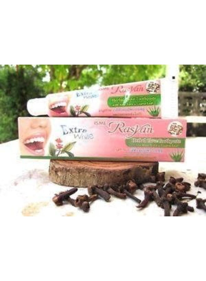 Rasyan Extra White Isme Rasyan Herbal Clove Toothpaste with Aloe Vera & Guava Leaf (100 g.) - Image 2