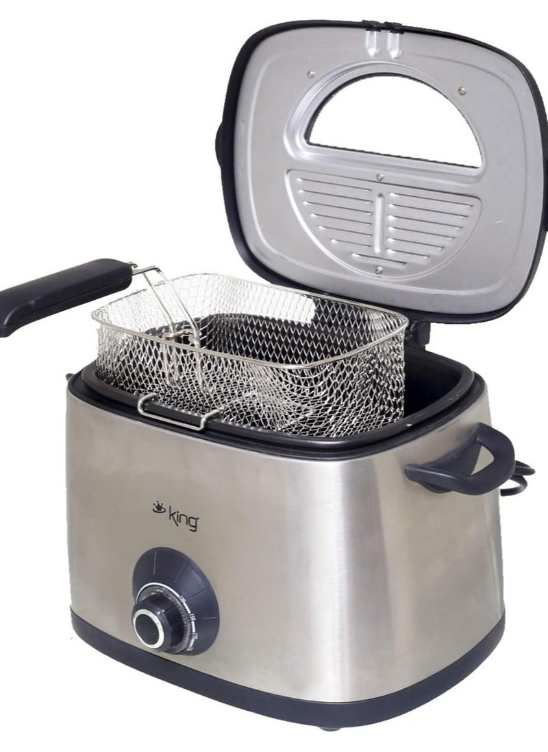 King Electric Fryer 1.5L Stainless Steel Anti-Rust 1500W Tefal Movable Non-Stick Oil-Powered Pot - DN19