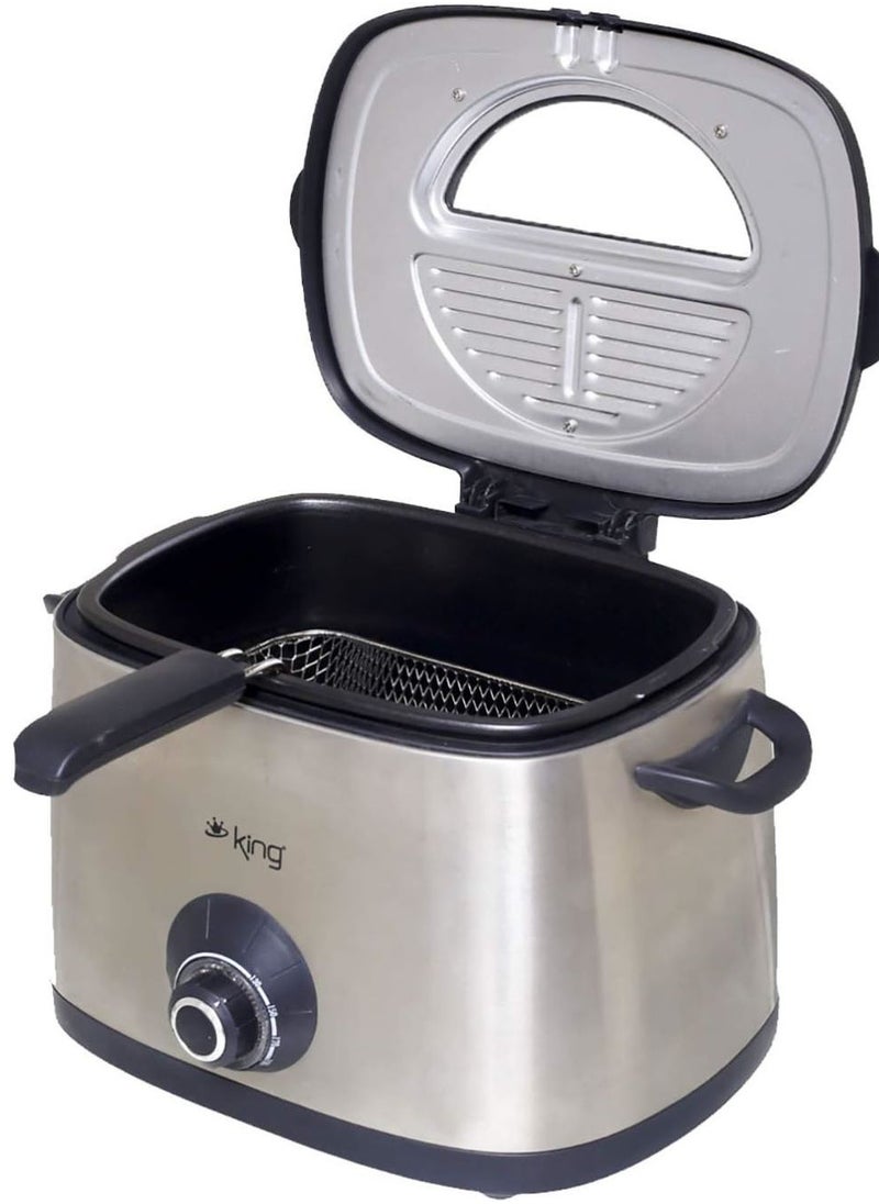King Electric Fryer 1.5L Stainless Steel Anti-Rust 1500W Tefal Movable Non-Stick Oil-Powered Pot - DN19