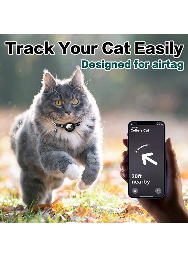 Airtag Cat Collar Breakaway ، طوق هريرة عاكس مع حامل علامة Apple Air وجرس للقطط الفتية ، عرض 0.4 بوصة وخفيف الوزن (أسود) - Image 2
