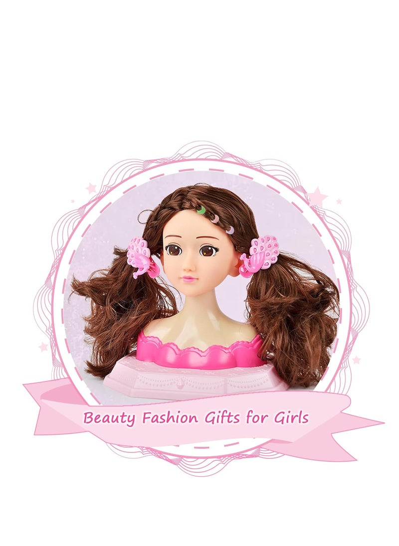 Rightsure Technic Doll Modeling Makeup Comb Hair Toy Set, 24 Pieces Role Playing Set Half Body Girl Children Doll Braiding Hair Toy, Hairstyle Decoration Accessories Beauty Fashion Gift  - Image 1