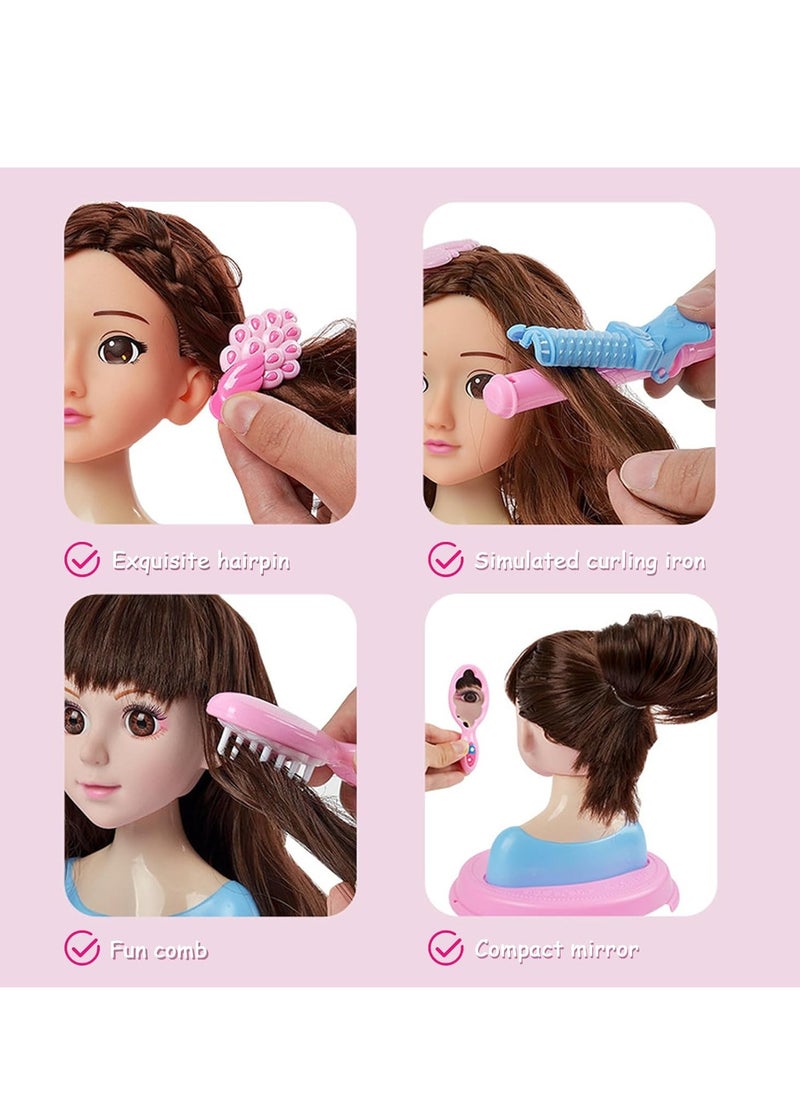 Rightsure Technic Doll Modeling Makeup Comb Hair Toy Set, 24 Pieces Role Playing Set Half Body Girl Children Doll Braiding Hair Toy, Hairstyle Decoration Accessories Beauty Fashion Gift  - Image 3