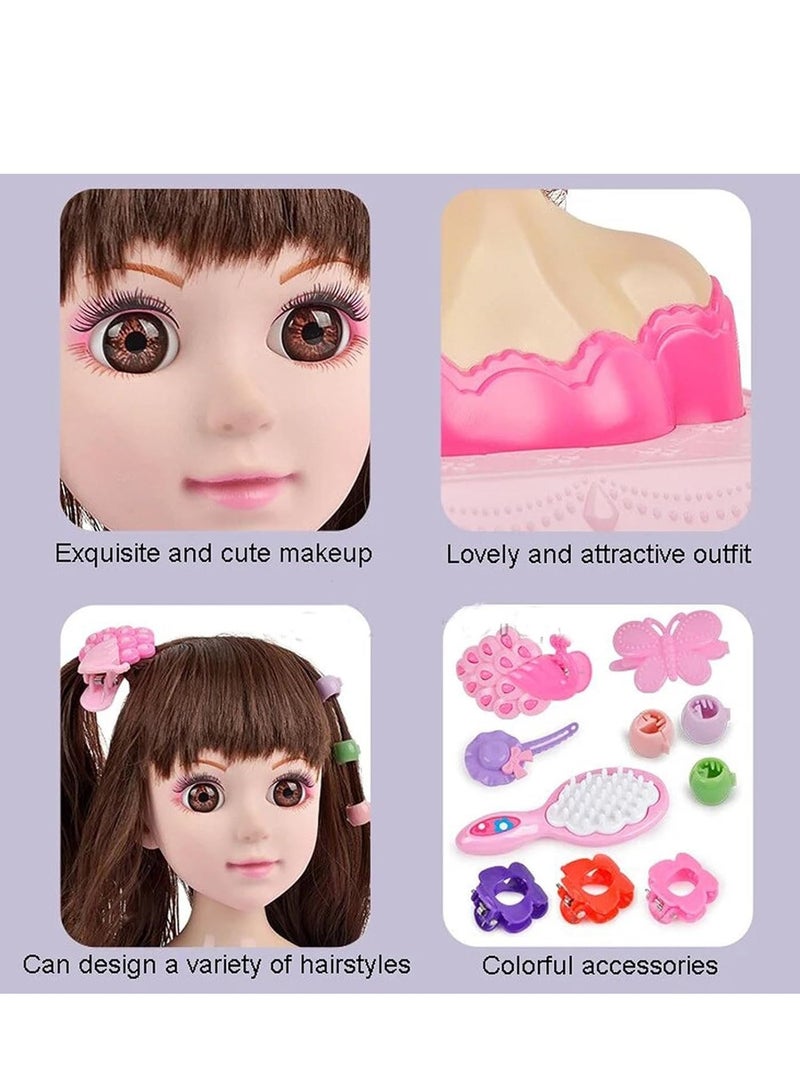 Arabayt Dolls Styling Makeup Comb Hair Toy Set, 24 Piece Pretend Play Set Half Body Girl Kids Dolls Braided Hair Toys, Hairstyle Decor Accessories Beauty Fashion Gifts for Ages 3 Up Girls - Image 4