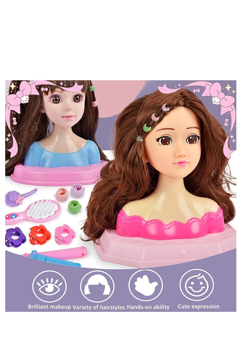 Arabayt Dolls Styling Makeup Comb Hair Toy Set, 24 Piece Pretend Play Set Half Body Girl Kids Dolls Braided Hair Toys, Hairstyle Decor Accessories Beauty Fashion Gifts for Ages 3 Up Girls - Image 2