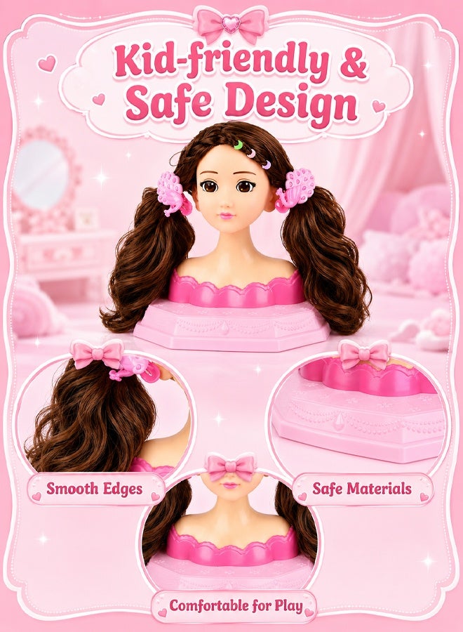 Arabayt Upgraded doll-shaped makeup comb and hair styling toy set, 24-piece play set, half-body girl doll, braided hair toys, hair decoration accessories, beauty and fashion gift, suitable for girls aged 3 and up. - Image 5