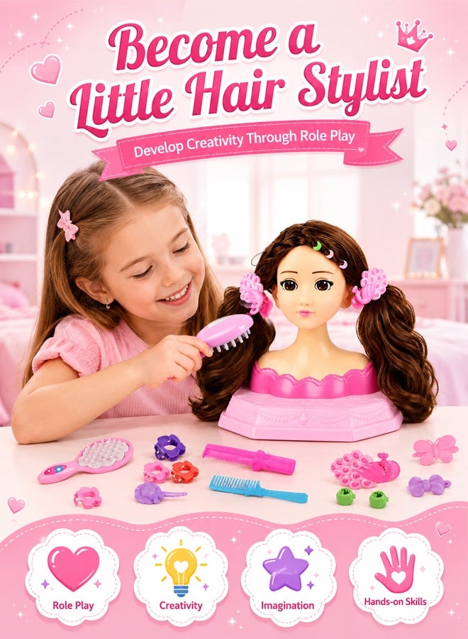 Arabayt Upgraded doll-shaped makeup comb and hair styling toy set, 24-piece play set, half-body girl doll, braided hair toys, hair decoration accessories, beauty and fashion gift, suitable for girls aged 3 and up. - Image 4