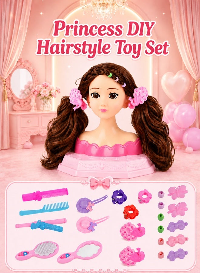 Arabayt Upgraded doll-shaped makeup comb and hair styling toy set, 24-piece play set, half-body girl doll, braided hair toys, hair decoration accessories, beauty and fashion gift, suitable for girls aged 3 and up. - Image 1