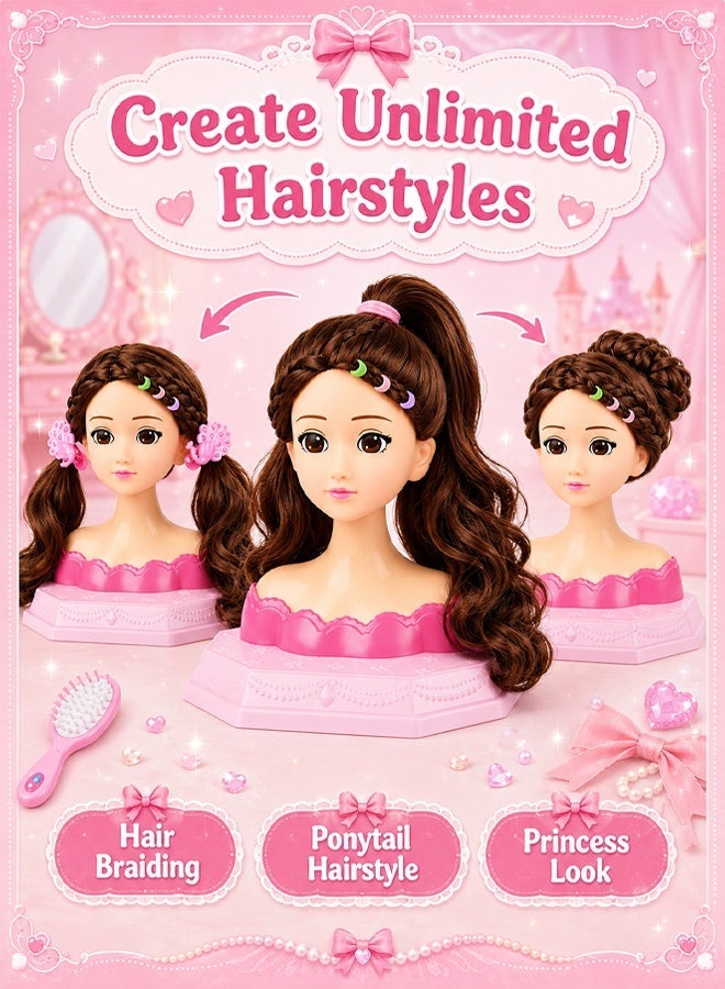 Arabayt Upgraded doll-shaped makeup comb and hair styling toy set, 24-piece play set, half-body girl doll, braided hair toys, hair decoration accessories, beauty and fashion gift, suitable for girls aged 3 and up. - Image 3