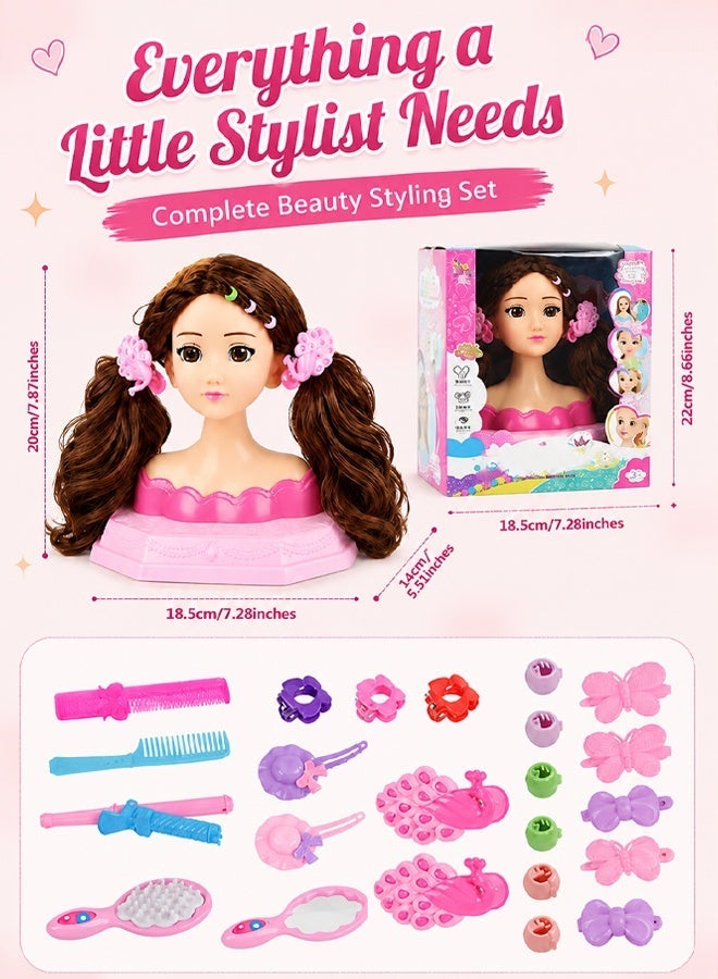 Arabayt Upgraded doll-shaped makeup comb and hair styling toy set, 24-piece play set, half-body girl doll, braided hair toys, hair decoration accessories, beauty and fashion gift, suitable for girls aged 3 and up. - Image 2