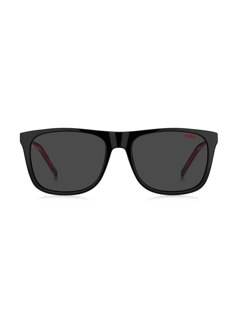 HUGO BOSS Hugo Boss HG 1194/S 807/IR Men’s Square Acetate Sunglasses – 56 mm – Black Frame with Grey Lens  - Image 3