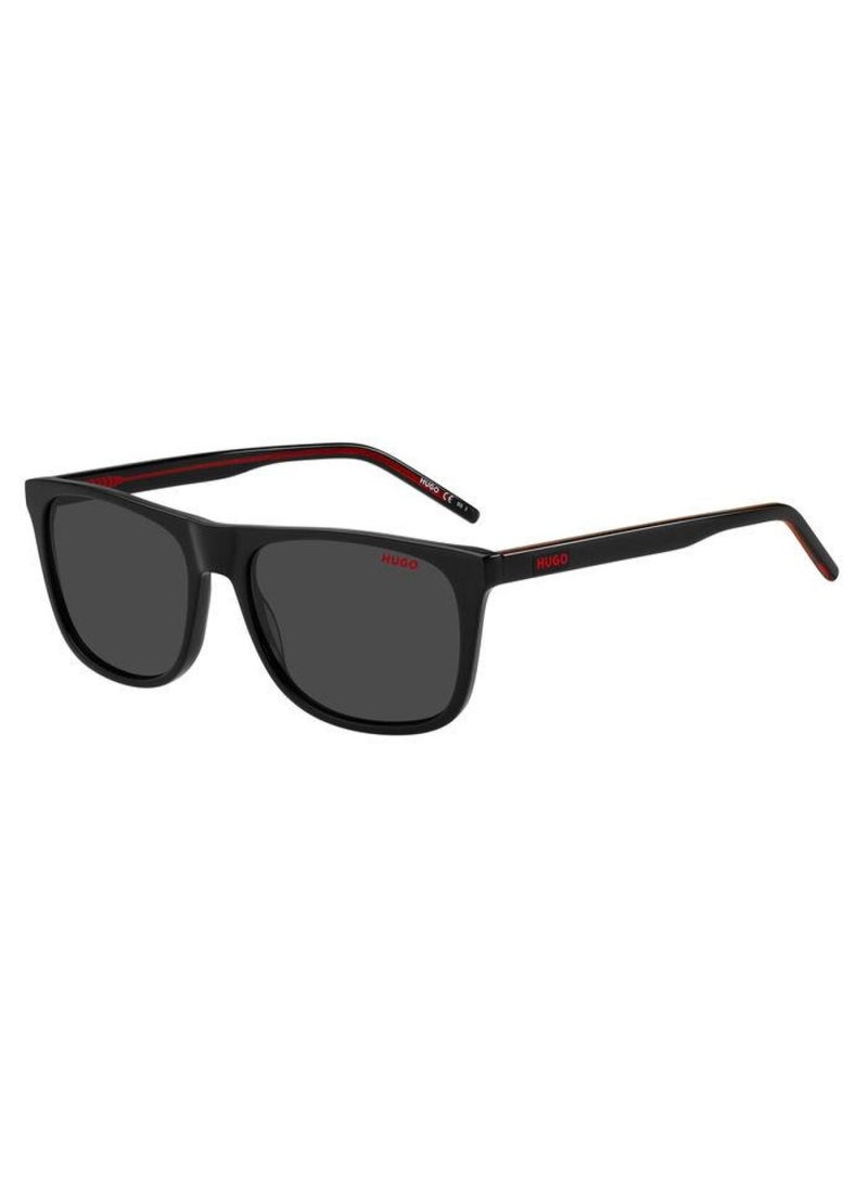 HUGO BOSS Hugo Boss HG 1194/S 807/IR Men’s Square Acetate Sunglasses – 56 mm – Black Frame with Grey Lens  - Image 1