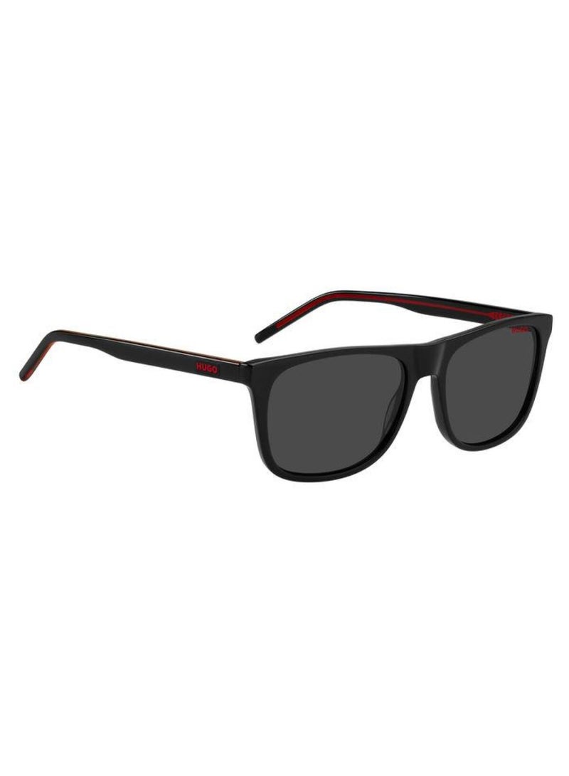HUGO BOSS Hugo Boss HG 1194/S 807/IR Men’s Square Acetate Sunglasses – 56 mm – Black Frame with Grey Lens  - Image 2
