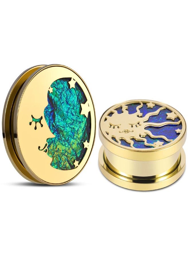ERKUOO 2PCS Sun Moon Ear Gauges Screw Ear Tunnels Plugs Flesh Stretchers Piercing Earrings Hangers Expander 00g(10mm) - Image 1