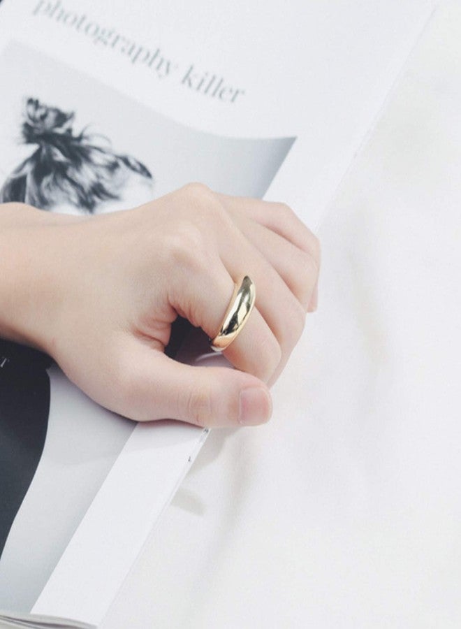 YBMYCM 3Pcs Dome Rings Set Chunky Gold Ring for Women Men 14k Gold Plated Thick Adjustable Statement Ring Gold/Silver - Image 4