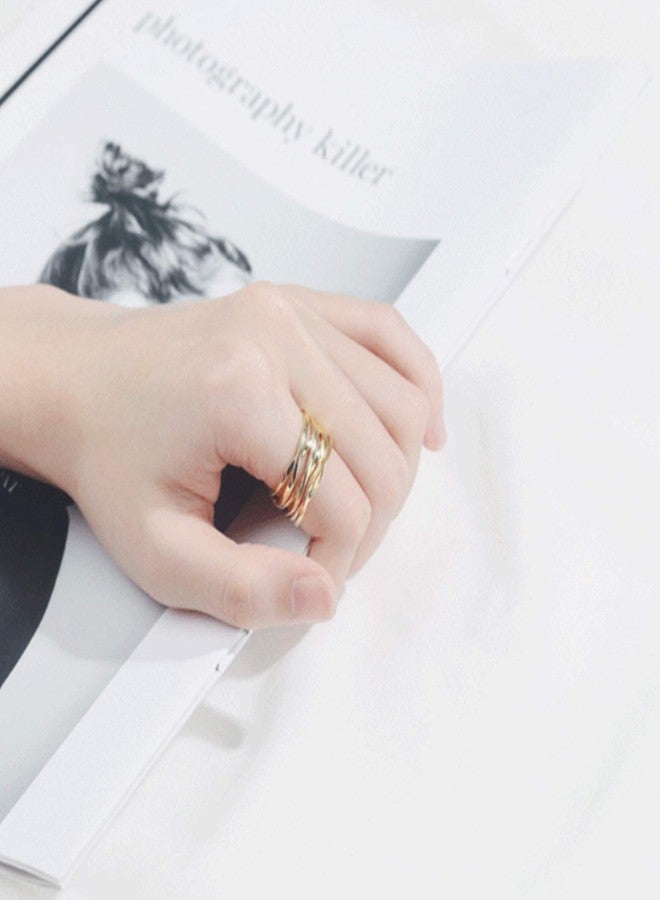 YBMYCM 3Pcs Dome Rings Set Chunky Gold Ring for Women Men 14k Gold Plated Thick Adjustable Statement Ring Gold/Silver - Image 3