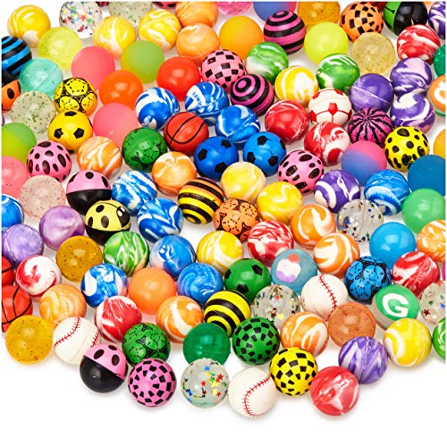 MATICAN 100Pack Bouncy Balls Bulk Assorted Design 125 Rubber High Bouncing Balls for Kids Party Favors Carnival Prizes 125Inch - Image 1