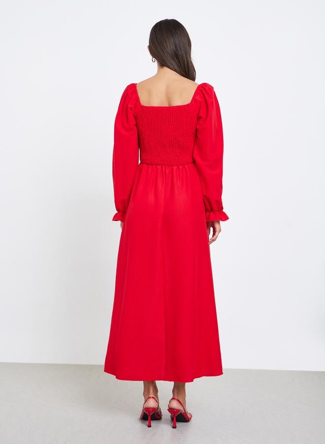 Styli Red Maxi Dress with Tie-Up Detail - Image 5