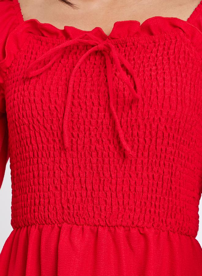 Styli Red Maxi Dress with Tie-Up Detail - Image 4