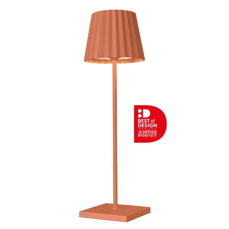 Sompex Troll 2.0 LED Table Lamp | IP54 (splash and dust proof) | 2 warm white light colours | Stepless touch dimmer | Wireless Indoor & Outdoor | Aluminium | Brightness memory | H 38 cm - Orange - Image 1