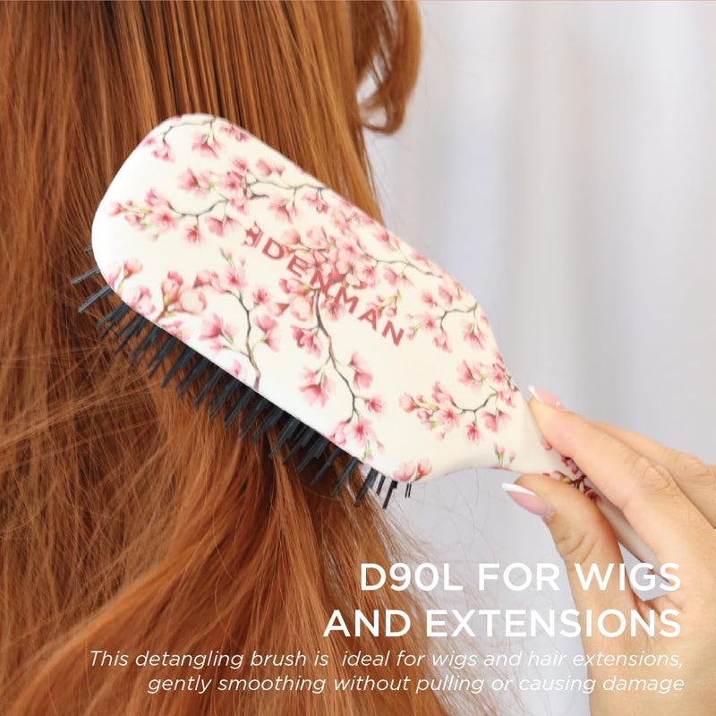 DENMAN فرشاة دينمان النهائية لفك تشابك الشعر - فرشاة فك تشابك رطبة وجافة للشعر الطويل، والباروكات، والإضافات - فرشاة شعر مثالية للنساء والرجال، D90L زهر الكرز - Image 5