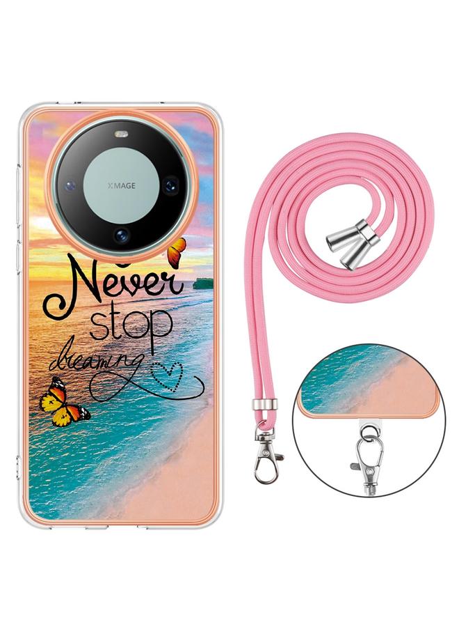 Zaboon Case For Huawei Mate 60 Pro Electroplating IMD TPU Phone Case with Lanyard - Image 3