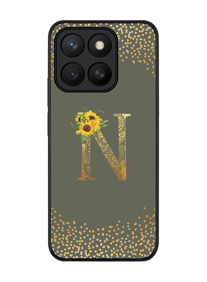 Stylizedd For Honor X8c Case,Slim fit Camera Protection, Shockproof Thin Phone cover  - Custom Floral Monogram - N  (Olive Green )
